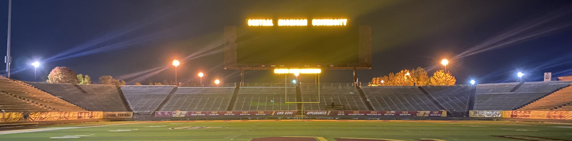 empty football stadium at night under the lights Myrtle Beach